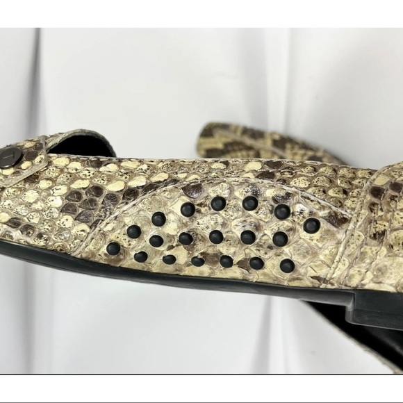 TOD'S Womens Sz 7 Brown Snakeskin Leather Loafer Square Toe w/ Dustbag - Picture 8 of 11